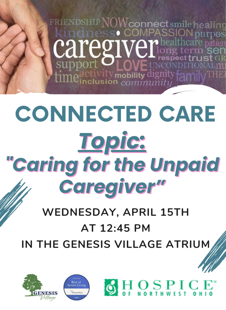 Caregiver support event in Toledo Ohio helping adults caring for aging parents at Genesis Village