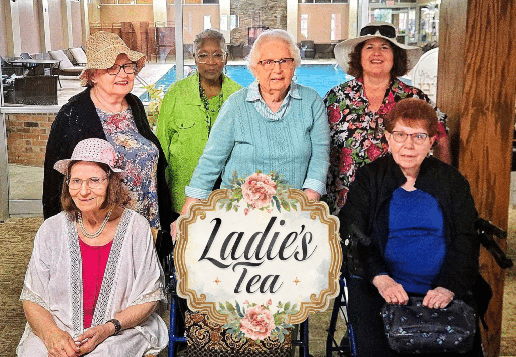 residents gathering for a ladies tea outing
