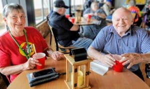 residents enjoying root beer floats at Genesis Village